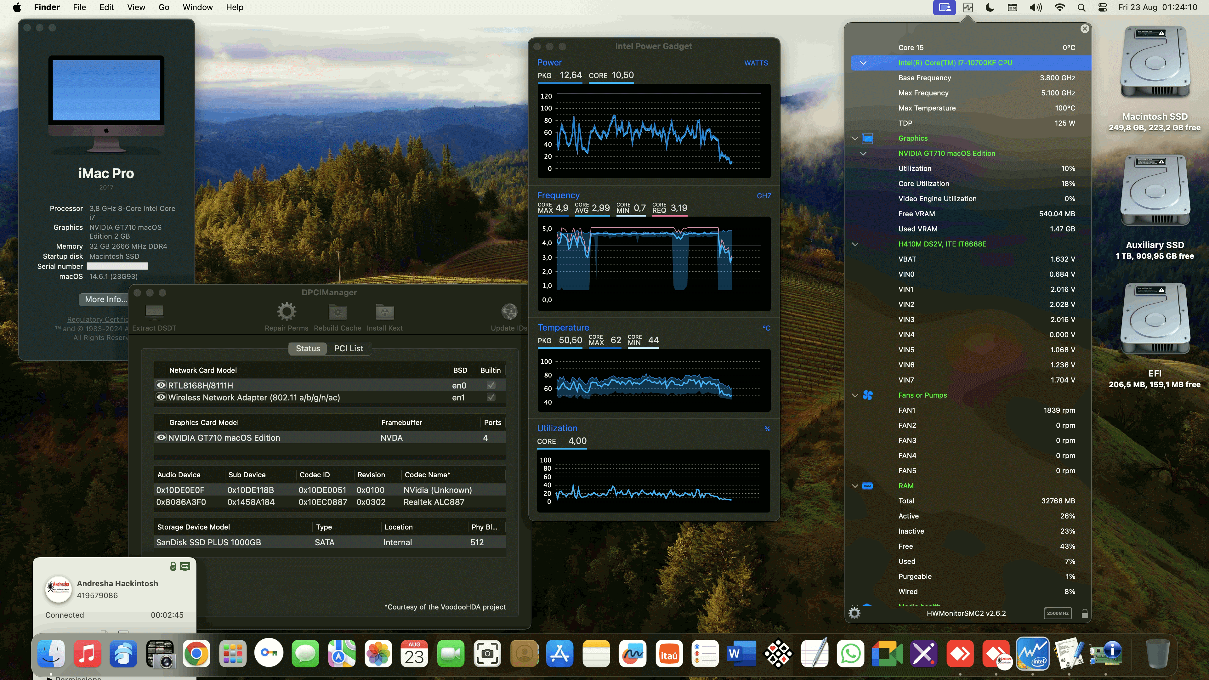 Success Hackintosh macOS Sonoma 14.6.1 Build 23G93 in Gigabyte H410M DS2V + Intel Core i7 10700KF + OEM Nvidia GT710